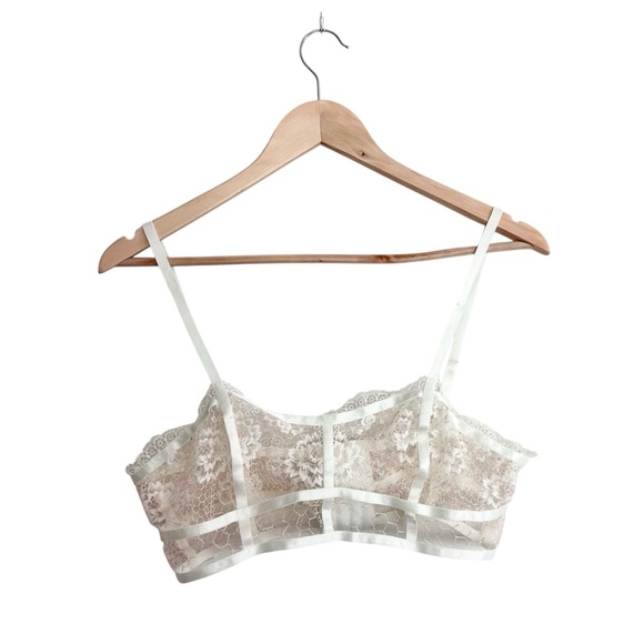 Free People Lyric Lace Sheer Bralette – Ivory, Size M - Picture 4 of 9